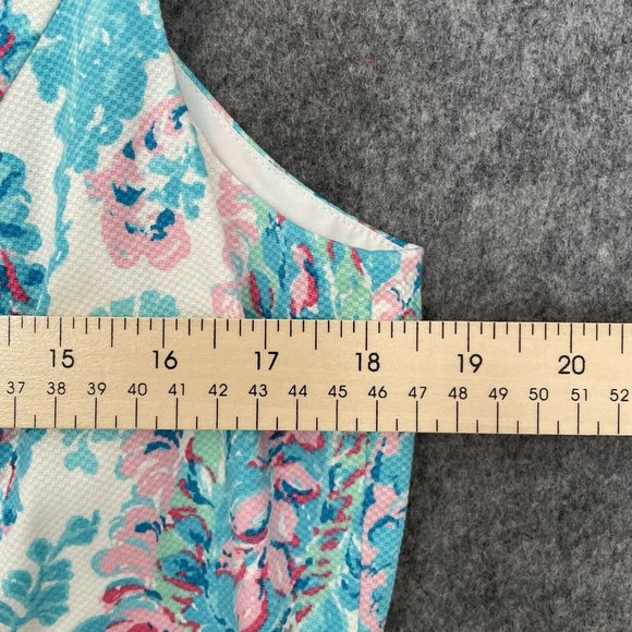 Talbots Teal & Pink Paisley Sheath Dress, Fresco Style, 14P - Picture 6 of 9